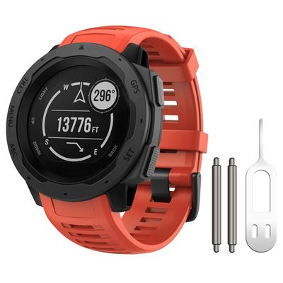 NotoCity for Garmin Instinct Band, Soft Silicone Replacement Watch Strap Compatible with Garmin Instinct 2/ Solar/Tactical(Flame Red)