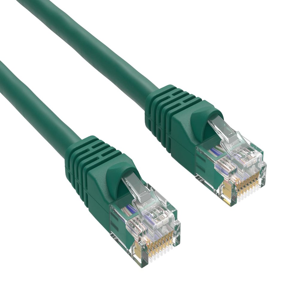 CableLeader 10ft Cat5e UTP Ethernet Network Patch Cable Snagless 24AWG Bare Copper, Gold-Plated RJ45, Gigabit Ethernet, 350 MHz, Professional Network Cable, Green