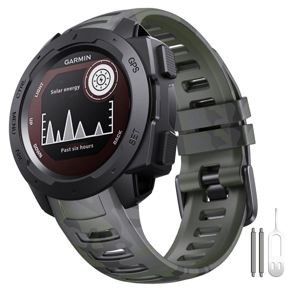 NotoCity for Garmin Instinct Band, Soft Silicone Replacement Watch Strap Compatible with Garmin Instinct 2/ Solar/Tactical (Camo Army Green)