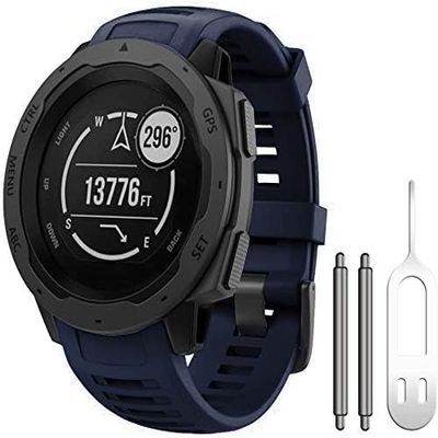 NotoCity for Garmin Instinct Band, Soft Silicone Replacement Watch Strap Compatible with Garmin Instinct 2/ Solar/Tactical(Dark Blue)