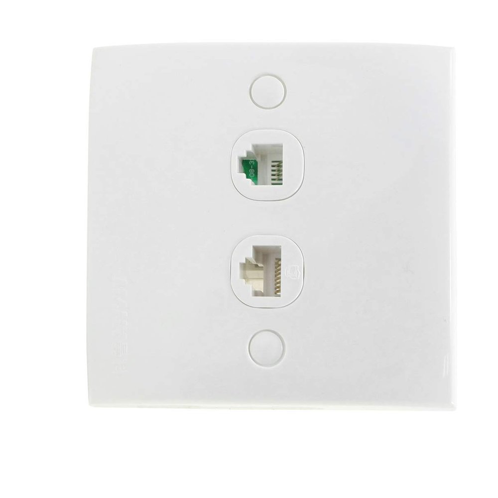 Aexit RJ11 Telephone Distribution RJ45 Network Socket Double Outlet Wall Plate Wall Plates & Connectors Module Set