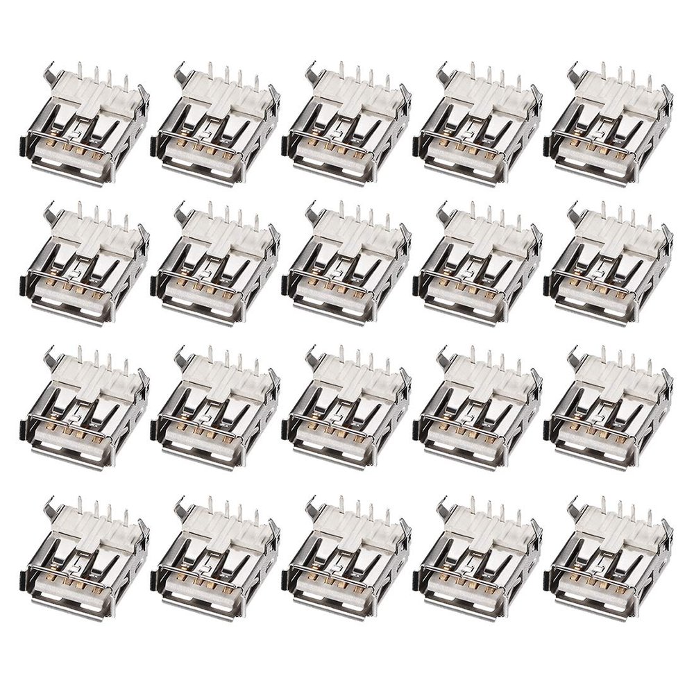 uxcell PCB USB Connector Type-A 2.0 Female Jack 90 Degree Horizontal Insert 20pcs