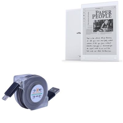 BoxWave Cable Compatible with Remarkable Paper Tablet (1st Gen) - miniSync, Retractable, Portable Sync Cable
