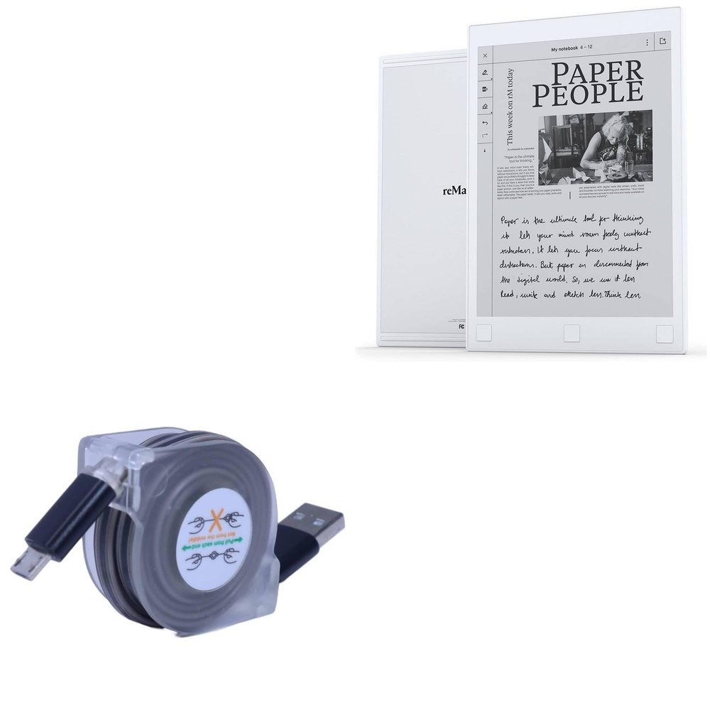 BoxWave Cable Compatible with Remarkable Paper Tablet (1st Gen) - miniSync, Retractable, Portable Sync Cable