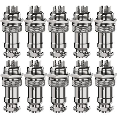 Clyxgs 5-Core Aviation Plug Connector Male Female 16mm Panel Mount Metal Wire Adapter 10PCS