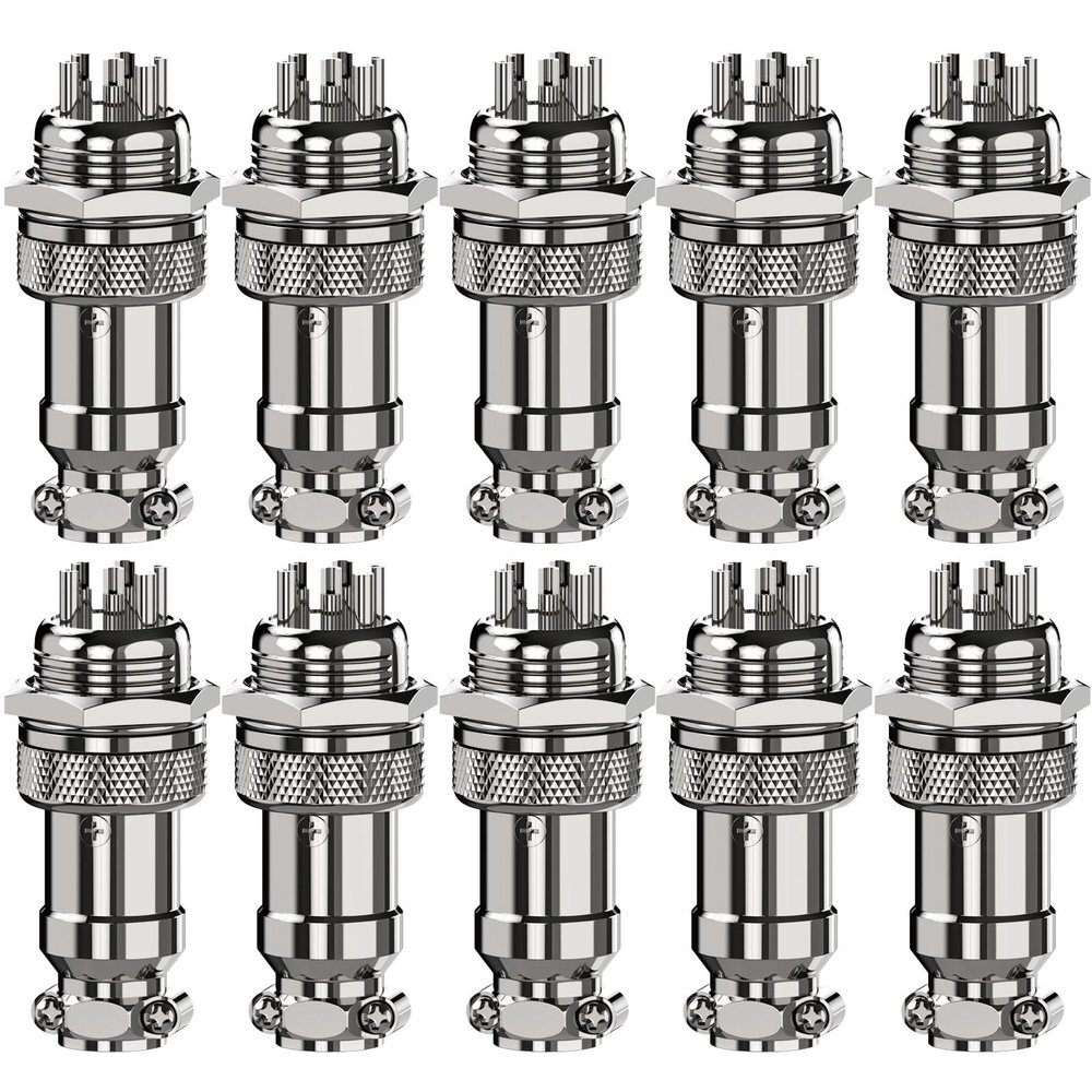 Clyxgs 5-Core Aviation Plug Connector Male Female 16mm Panel Mount Metal Wire Adapter 10PCS
