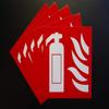 (5 Pack) Fire Extinguisher Logo Sign | 4" X 4" Self Adhesive Indoor Outdoor Vinyl Decal Stickers (X5PS45) view 1