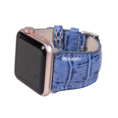 Croco Pattern Blue Leather Band for Apple Watch