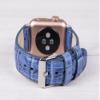 Croco Pattern Blue Leather Band for Apple Watch view 3