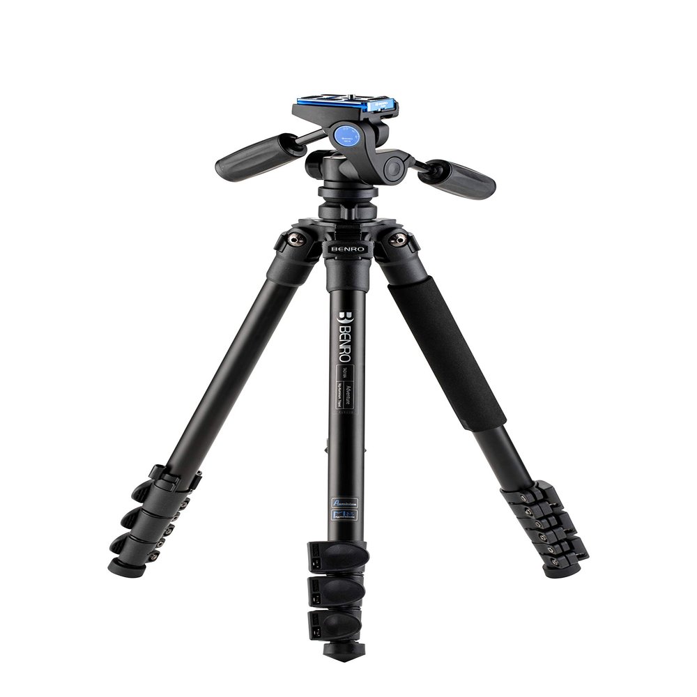 Benro Adventure Aluminum Tripod with HD1A 3-Way Pan/Tilt Head, Flip-Lock Legs, Arca-Swiss Plate, Rugged Support for Travel Photo & Video Creators (TAD18AHD1A)