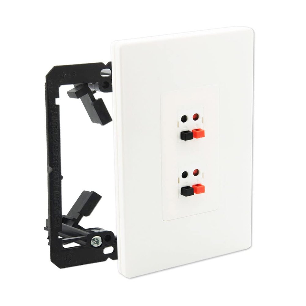 DIYTECH Premium 2 Speaker Wall Plate, Speaker Plug, Supports 2 Speaker Configurations, Speaker Port for Wall Speaker Wire, Speaker Wire in Wall, Wire Wall Plate - 1 Gang Screwless