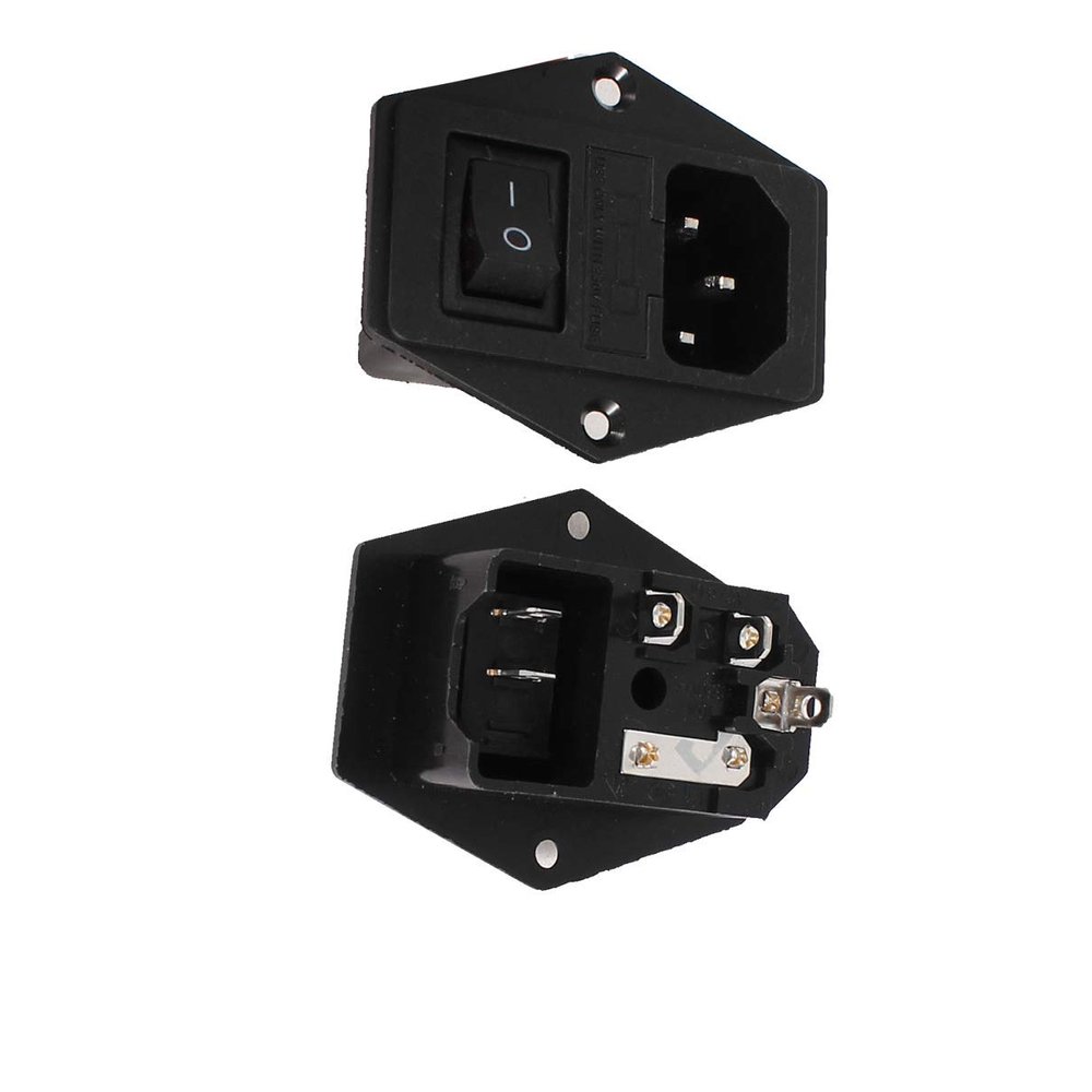 Aexit 2 Pcs Audio & Video Accessories SPST Rocker Switch IEC320 C14 Power Panel Socket w Fuse Connectors & Adapters 250V 5A