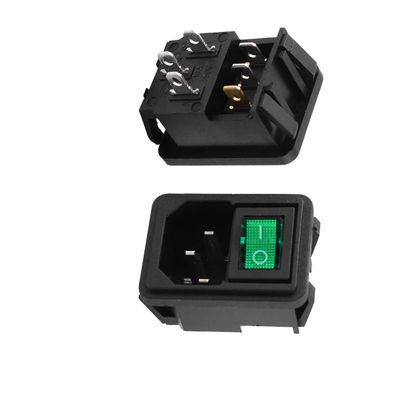 Aexit 2 Pcs Batteries, Chargers & Accessories Green Light Rocker Switch IEC320 C14 Power Socket AC Power Strips 10A 250V