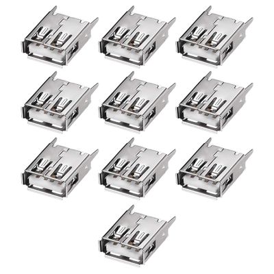 uxcell PCB USB Connector Type-A Female Jack 4 Pin Vertical Straight Insert 10Pcs