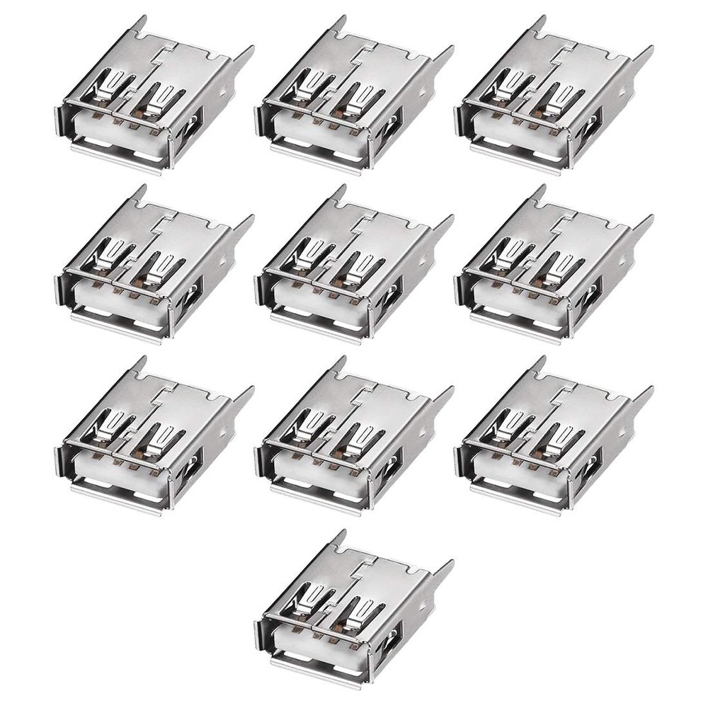 uxcell PCB USB Connector Type-A Female Jack 4 Pin Vertical Straight Insert 10Pcs