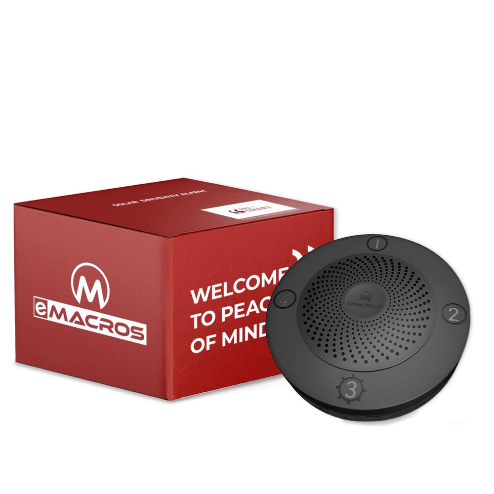 eMACROS Single Base Station Long Range Solar Wireless Driveway Alarm & Detector-Security Alert System-Monitor & Protect Outside Property (Incompatible with APP), Plug in to Use