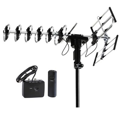 Five Star Outdoor Antenna HD TV 200 Miles Range with Motorized 360 Rotation, UHF/VHF/FM Radio with Infrared Remote Control