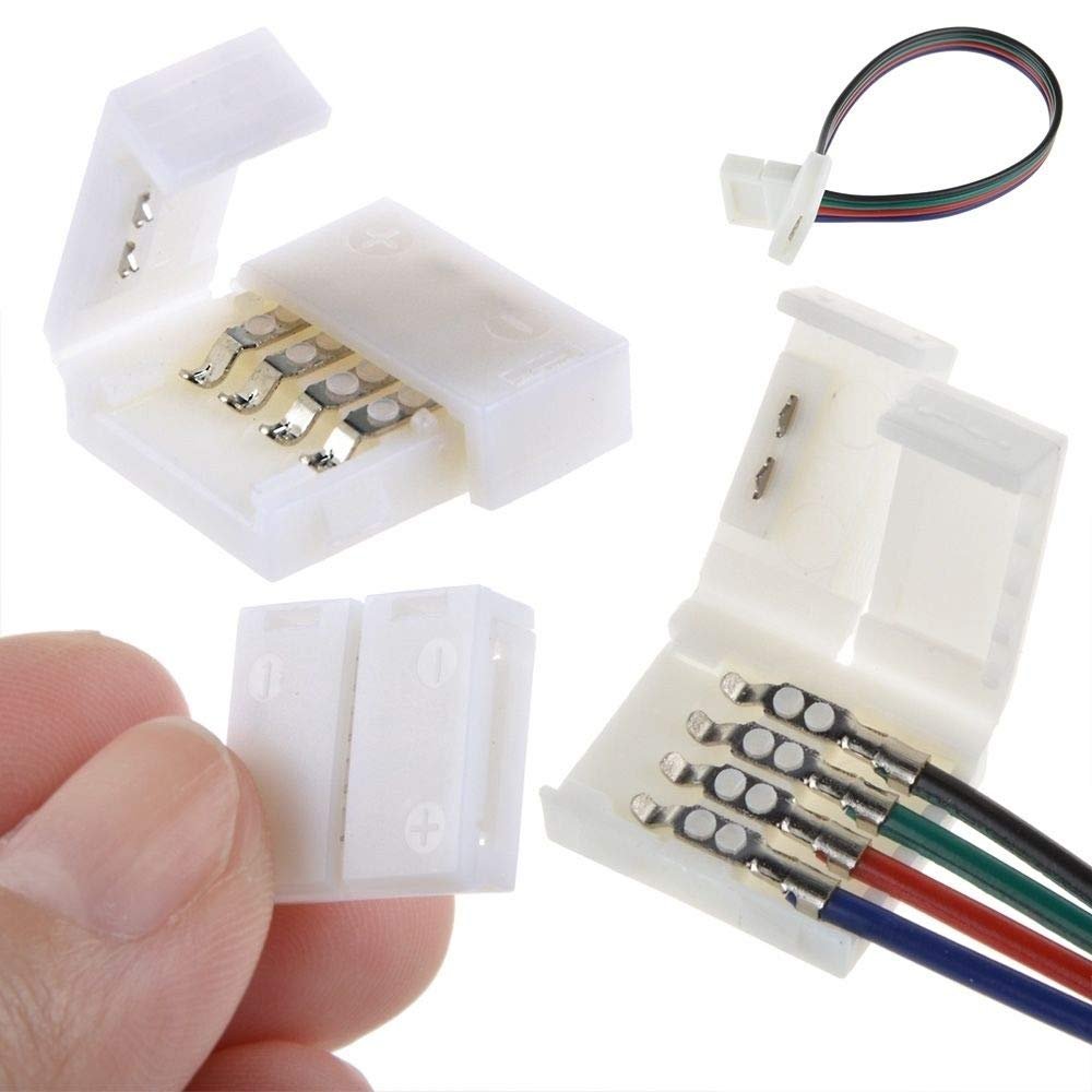 yan 10pcs Mini 4-PIN RGB Connector Adapter for 5050 RGB LED Strip Solderless 10mm