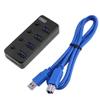 Portable 4 Ports USB 3.0 Adapter ABS Black Hub High Speed Extender Splitter Switchable USB hab Adaptor view 1