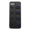 Portable 4 Ports USB 3.0 Adapter ABS Black Hub High Speed Extender Splitter Switchable USB hab Adaptor view 2