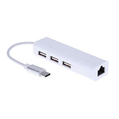VAKIND USB C to Ethernet Adapter with Type C USB 20 HUB 3 Ports RJ45 Network Card LAN Adapter for Notebook Computer