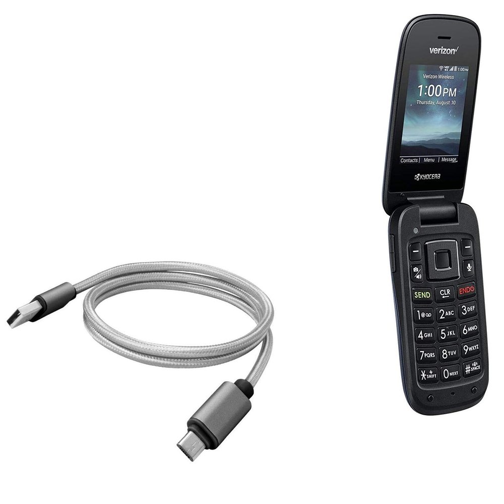 BoxWave Cable Compatible with Kyocera Cadence LTE - Micro USB DuraCable, Braided Micro USB Charging Cable - Space Grey