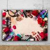 Leyiyi Makeup Backdrop 7x5ft Photography Backdrop Lipstick Colorful Eye Shadow Brushes Eyebrow Pencil Yellow Blossoming Rose Makeup Blogger Live Video Room Decoration Ladies Photo Props view 2