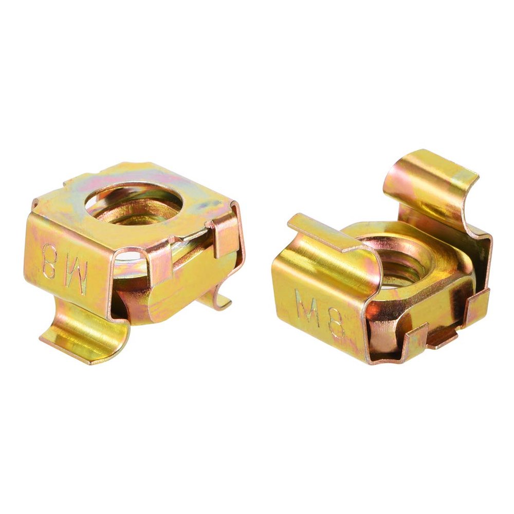 uxcell M8 Cage Nuts for Server Rack Cabinet, Carbon Steel Yellow Zinc Plated, Pack of 20