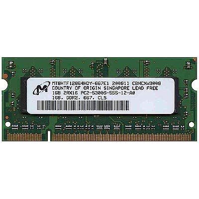 MT8HTF12864HDZ-667H1 Micron 1GB PC2-5300 DDR2-667MHz Non-ECC Unbuffered CL5 200-Pin SoDimm Dual Rank Memory Module