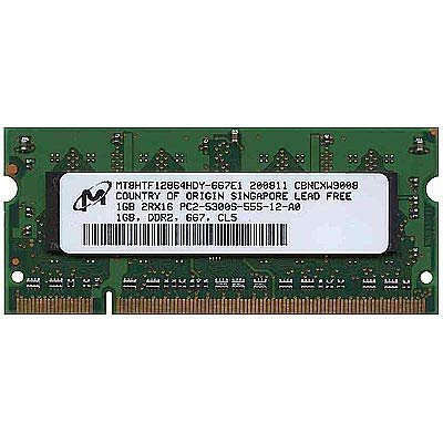 MT8HTF12864HDZ-667H1 Micron 1GB PC2-5300 DDR2-667MHz Non-ECC Unbuffered CL5 200-Pin SoDimm Dual Rank Memory Module