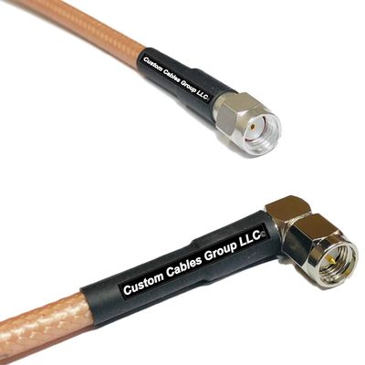 1 Foot RG142 RP-SMA Male to SMA Male Angle RF Coaxial Cable