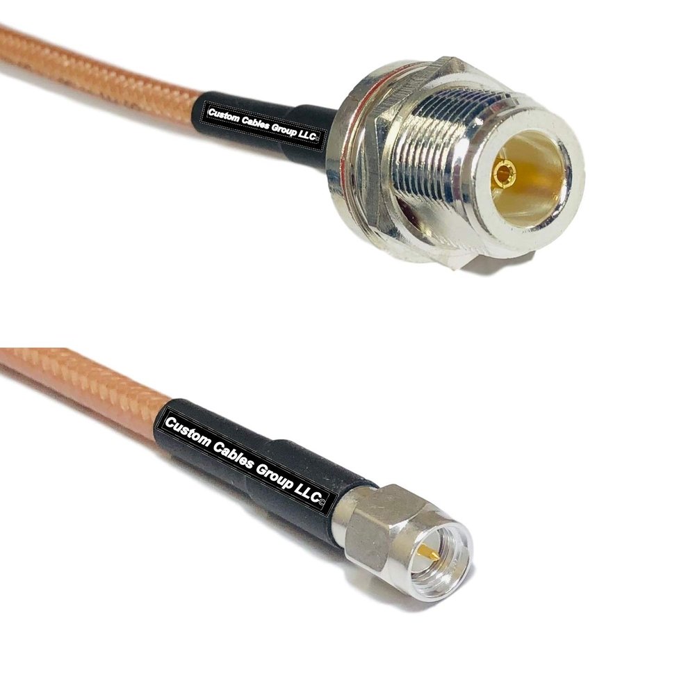 10 feet RG142 N Female Bulkhead to SMA Male RF Coaxial Cable