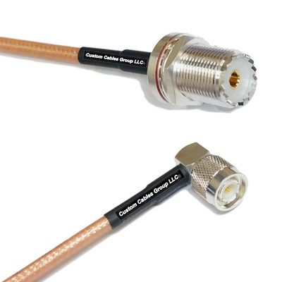 15 feet RG142 UHF Female Bulkhead to TNC Male Angle RF Coaxial Cable