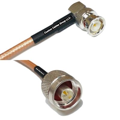 1 Foot RG142 BNC Male Angle to N Male RF Coaxial Cable