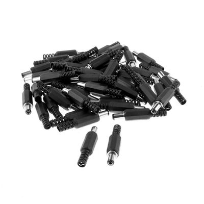 Aexit CCTV 2.1mm Plug-in Switches x 5.5mm Plastic DC Power Male Jack Adapter Connector Outlet Switches Black 50pcs