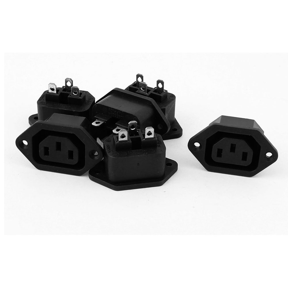 Aexit AC 250V Testers 10A/15A IEC320 C13 Outlet Panel Mount Socket Voltage Meters Connector 6Pcs