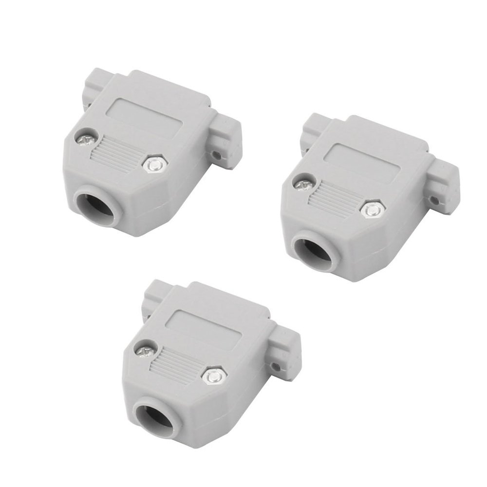 Aexit Plastic DB15 Cord Management D-SUB Female Connector Hood Cover Case Shell Cable Raceways 3pcs Gray