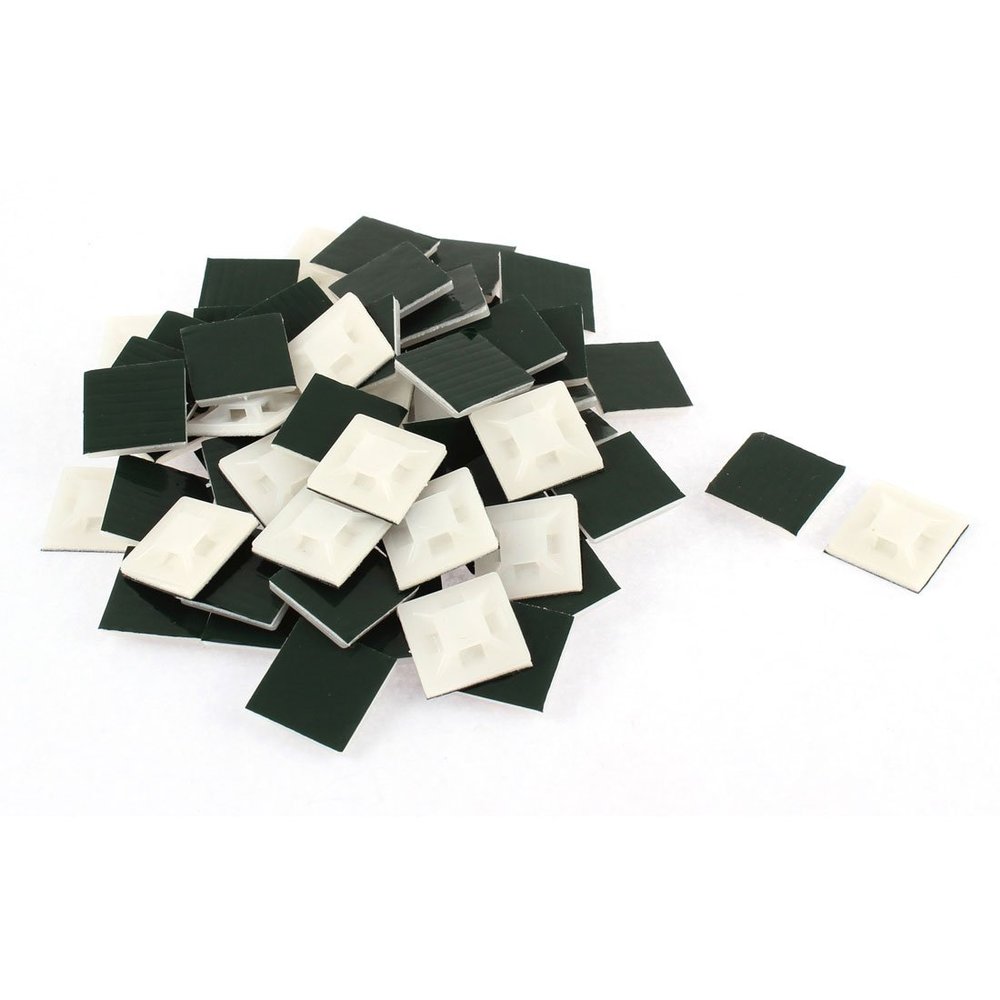 Aexit 60Pcs 20mmx20mmx5mm Cables & Interconnects Plastic Self-Adhesive Cable Wire Tie Power Cables Mount Clip