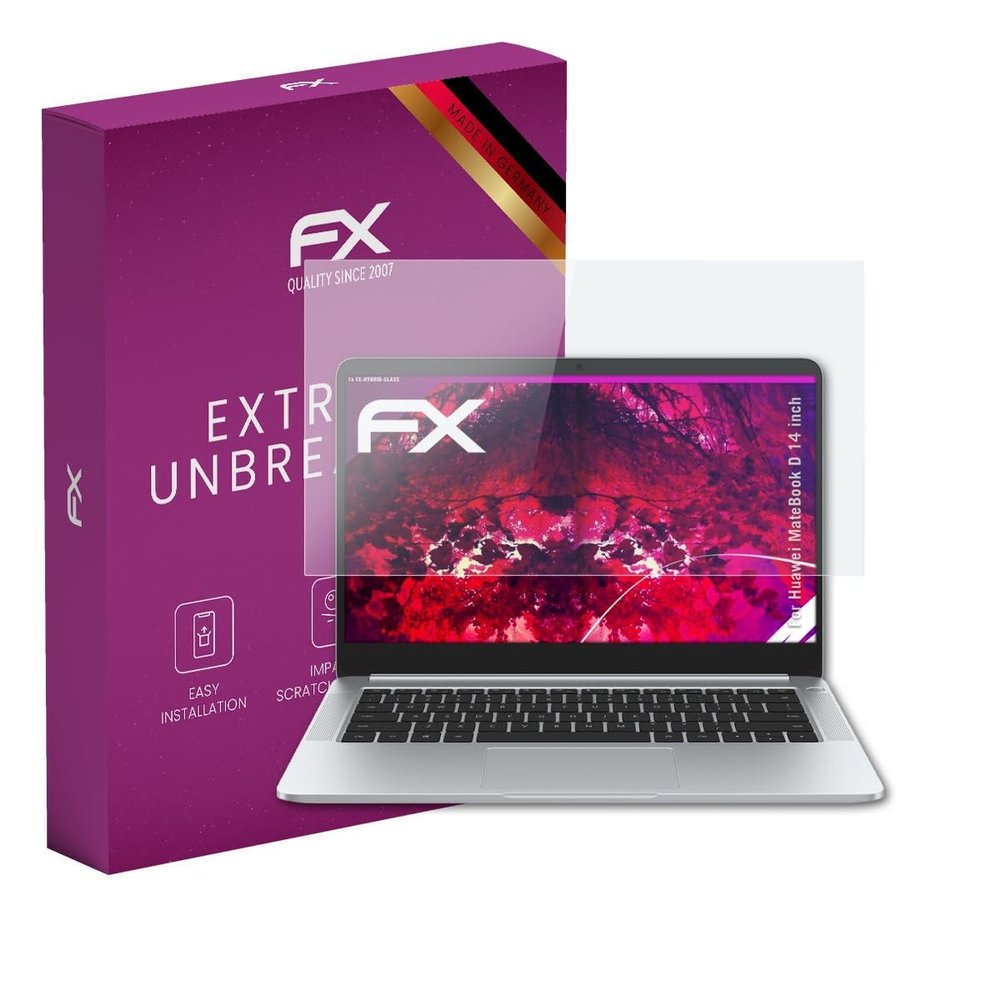 atFoliX Plastic Glass Protective Film compatible with Huawei MateBook D 14 inch, 9H Hybrid-Glass FX Screen Protector