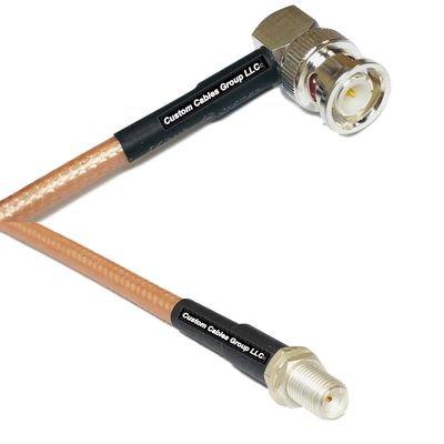 1 Foot RG400 Silver Plated BNC Male Angle to SMA Female RF Coaxial Cable