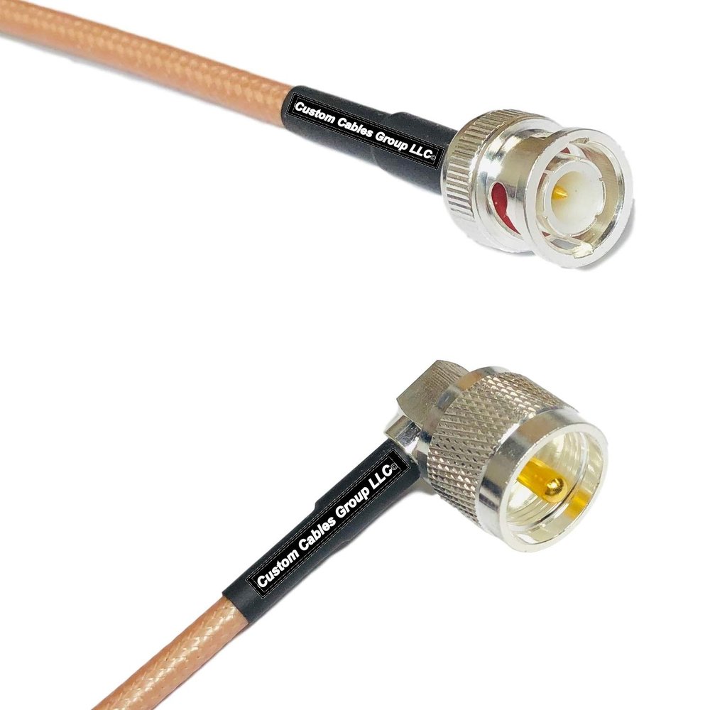 1 Foot RG400 Silver Plated BNC Male to UHF Male Angle RF Coaxial Cable