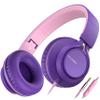 AILIHEN C8 Girls Headphones, On-Ear Headphones Wired with Microphone and Volume Control Foldable Corded Stereo 3.5mm Headset for Girls School Chromebook Laptop Computer PC Tablets Travel (Purple Pink) view 1