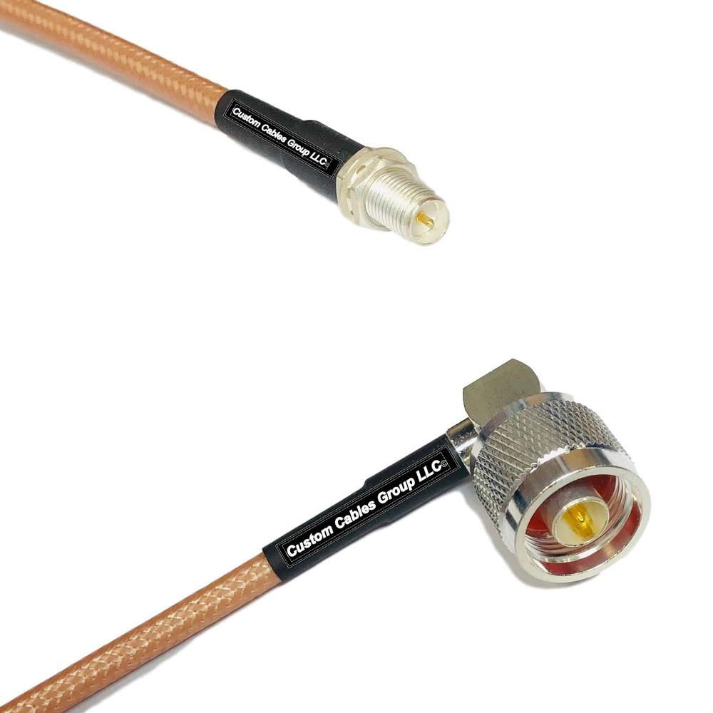 1 Foot RG400 Silver Plated RP-SMA Female to N Male Angle RF Coaxial Cable