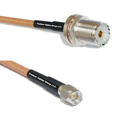 1 Foot RG400 Silver Plated UHF Female Bulkhead to SMA Male RF Coaxial Cable