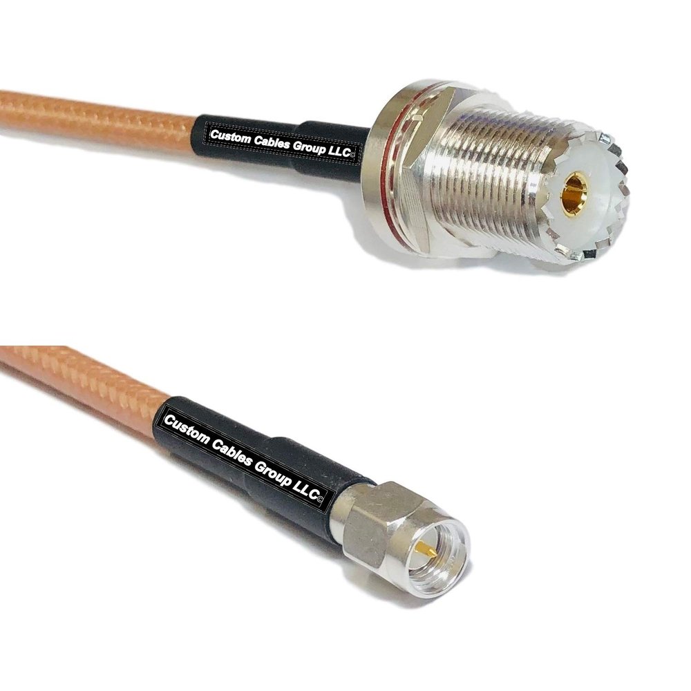 1 Foot RG400 Silver Plated UHF Female Bulkhead to SMA Male RF Coaxial Cable