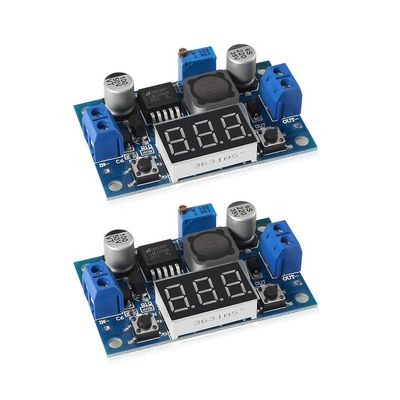 2pcs LM2596 Adjustable Voltage Regulator 4.0-40V to 1.25-37V DC 36V to 24V to 12V to 5V Variable Volt Power Supply Car Motor Buck Step Down Converter with Red Voltmeter Display