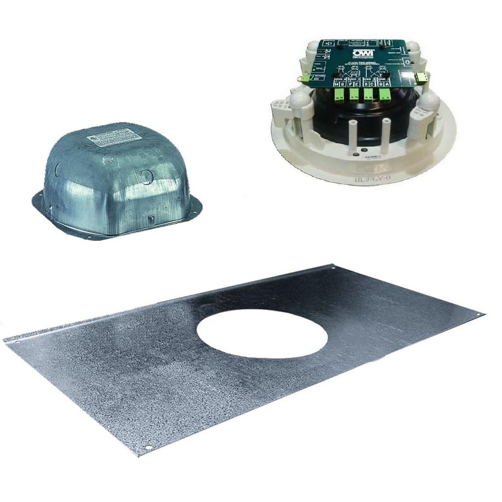 OWI AMP-HDTR61 Set of (1) AMP-HDTR6 Amplified Speaker with Backcan and Tile Bridge, 20 Watts, 1 Each; 25/70/100 Volt Paging Transformer; 40-Watt Max Power; Built onto The OWI IC6 in-Ceiling Speaker