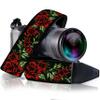 Art Tribute Camera Strap, Vintage Embroidered Neck Shoulder & Crossbody Camera Strap for DSLR Mirrorless Cameras, Fits Canon Nikon Sony Fujifilm, Quick Release, Photographer Gift, Red Roses view 1