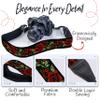 Art Tribute Camera Strap, Vintage Embroidered Neck Shoulder & Crossbody Camera Strap for DSLR Mirrorless Cameras, Fits Canon Nikon Sony Fujifilm, Quick Release, Photographer Gift, Red Roses view 3