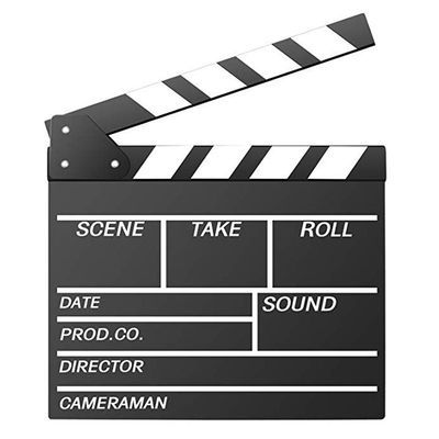 Movie Film Clap Board, Hollywood Clapper Board Wooden Film Movie Clapboard Accessory with Black & White, 12"x11" Give Away White Erasable Pen